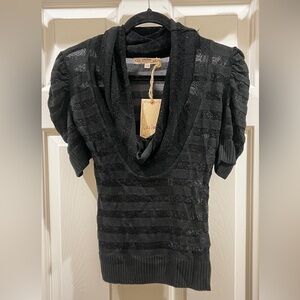 Lucy Paris NWT Black Striped Cowl Neck Sweater SIZE SMALL/MEDIUM
